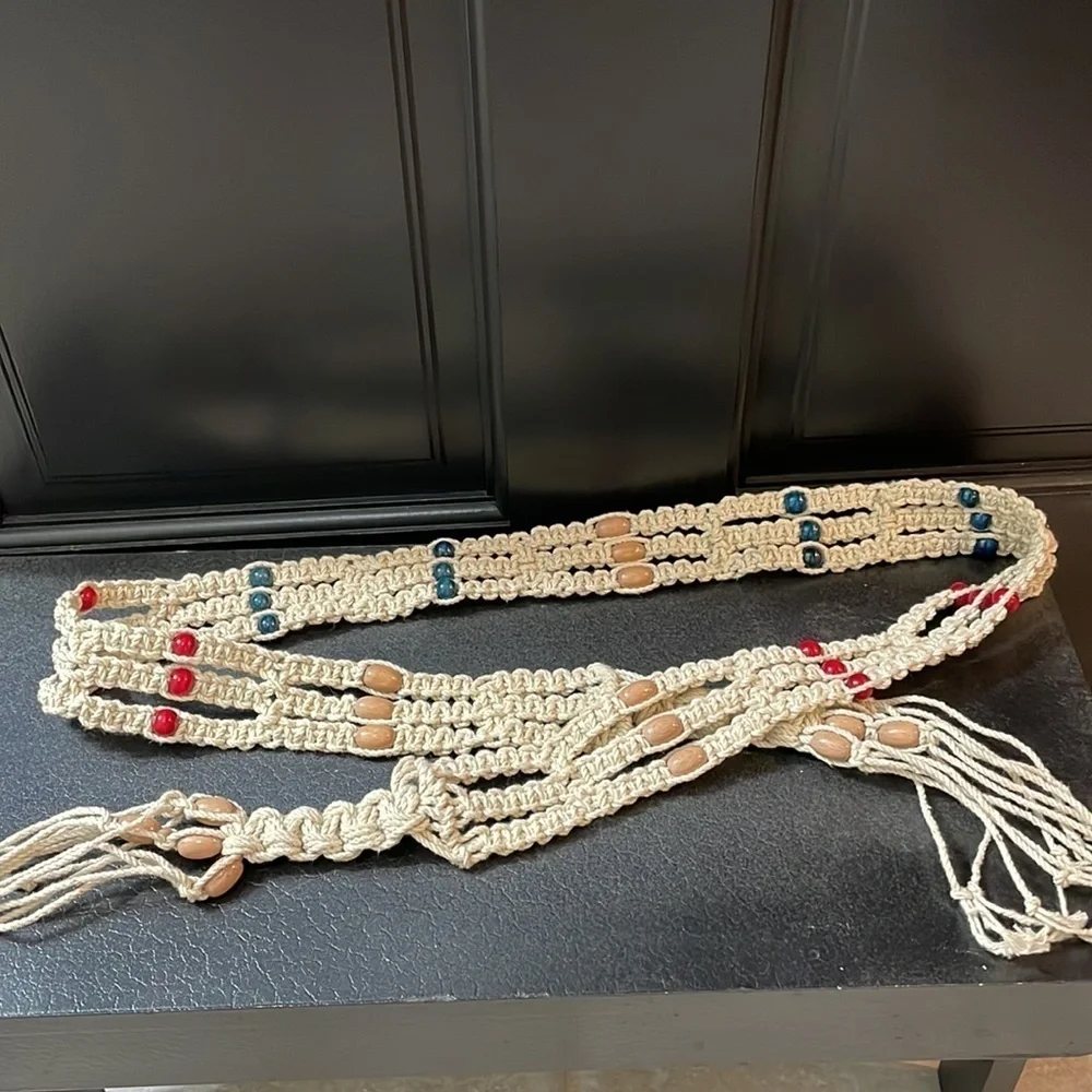 Boho Macramé Wooden Beaded Belt